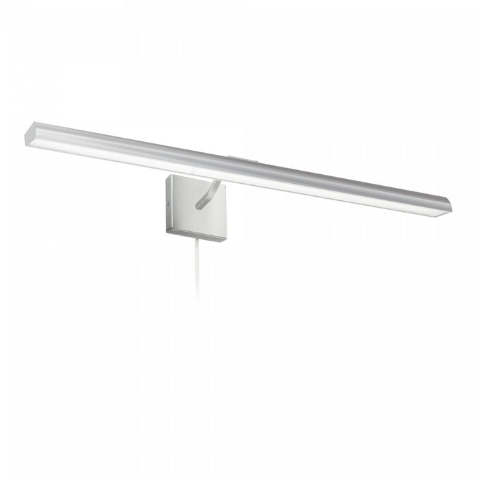 Lampe pour affichage d’image Leonardo de Dainolite de 32 po en verre givré qui diffuse la lumière, avec fini chromé satiné et ampoule de 40 W