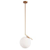 Luminaire suspendu Orion de Dainolite en verre blanc, avec fini plaqué or et 1 ampoule