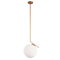 Luminaire suspendu Orion de Dainolite en verre blanc, avec fini plaqué or et 1 ampoule