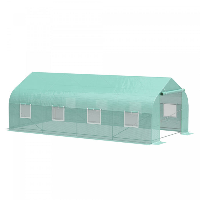 Outsunny 20x10x7pi Clocher A Effet De Serre Exterieur Arriere-cour Croissance Des Graines De Plantes Tunnel Maison Chaude Avec 2 Voies D'ancrage Vert