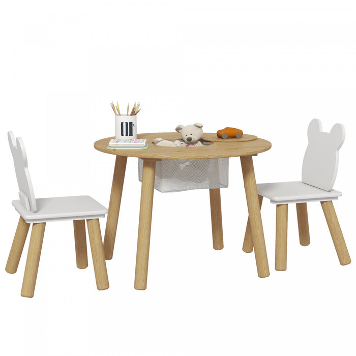 Qaba Ensemble Table Et Chaises Pour Enfants 3 Pcs, Chaises En Forme D'ours