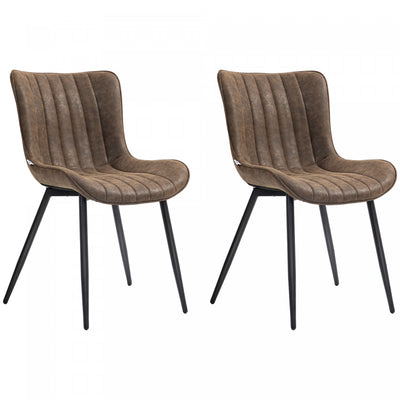 HOMCOM Dining Chairs Set of 2, Upholstered Kitchen Chairs with Backrest