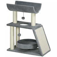 Pawhut Arbre A Chat, Petite Tour A Chat Avec Perchoir, Griffoirs En Sisal, Tapis A Gratter, Lit, Bou