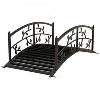 Outsunny 4' Pont De Jardin Arque En Metal Avec Rails, Pont D'etang, Noir