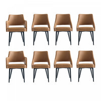 Ensemble de 8 chaises de salle a manger Tremont Modern en cuir couleur selle