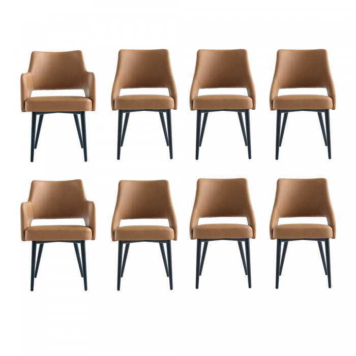 Ensemble de 8 chaises de salle a manger Tremont Modern en cuir couleur selle