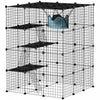 Pawhut Cage D'interieur Pour Chat A 4 Niveaux Avec Hamac, 5 Portes, 3 Rampes, 3 Plates-formes De Saut, Parc Pour Chat En Fil D'acier Pour 1 A 3 Chats, Noir