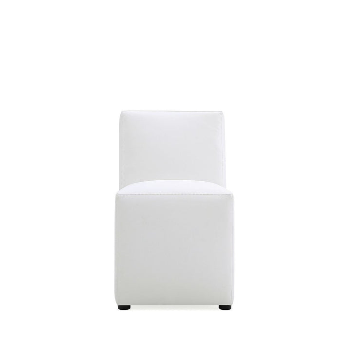 Chaise de salle à manger carrée et moderne Anna de Manhattan Comfort en similicuir - crème