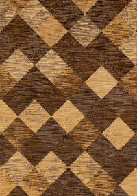  Tapis Florence a motif de losanges vieillis brun beige, 7'9