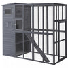 Pawhut Niche D'exterieur Pour Chat, Abri En Bois Pour Chat Sauvage Catio, Cage Pour Chat Avec Plates-formes, Toit En Asphalte De Protection Contre Les Intemperies, Rampes, 77\" L