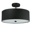 Plafonnier semi-affleuré Everly de Dainolite avec abat-jour noir, fini noir mat et 3 ampoules