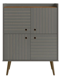 Armoire décorative Bogart de Manhattan Comfort de style moderne du milieu du 20e siècle - grise et naturelle