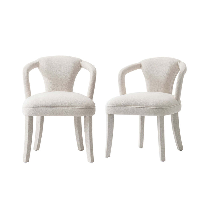 Fauteuil Palmer style milieu du siecle moderne en tweed ivoire - Lot de 2