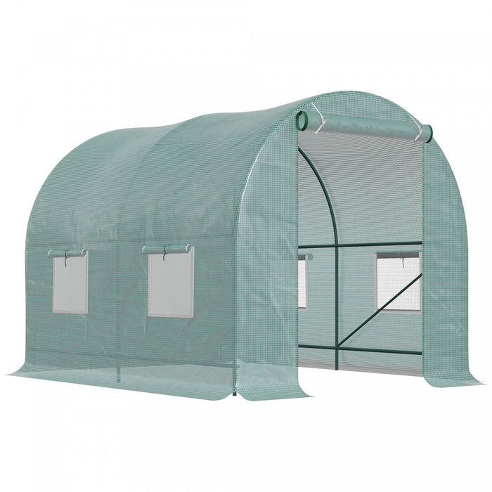 Outsunny 8'x6.6'x6.6' Jardin A Effet De Serre Robuste Tunnel Maison Chaude Fleur Exterieure Croissance Vegetale Maison Chaud Porte Roulante, Fenetres, Acier