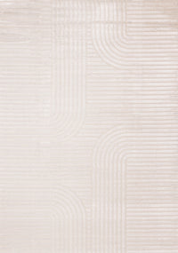 Carpette Leonardo blanche et grise à motif de rayures modernes - 7 pi 10 po x 10 pi 6 po