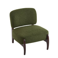 Coco Fauteuil de Salon Moderne en Bouclette avec Cadre en Bois Massif, Vert