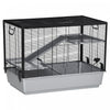 Pawhut Cage Petit Animal Habitat Interieur Cage Pour Cochons D'inde Hamsters Chinchillas, Avec Accessoires Bouteille D'eau Balcon Rampe Plat De Nourriture, 31.5\"x19\"x 22.75\", Gris