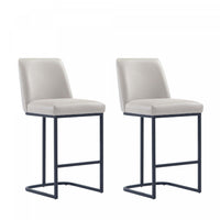 Tabouret de comptoir moderne en metal et tissu Serena, gris clair - Lot de 2
