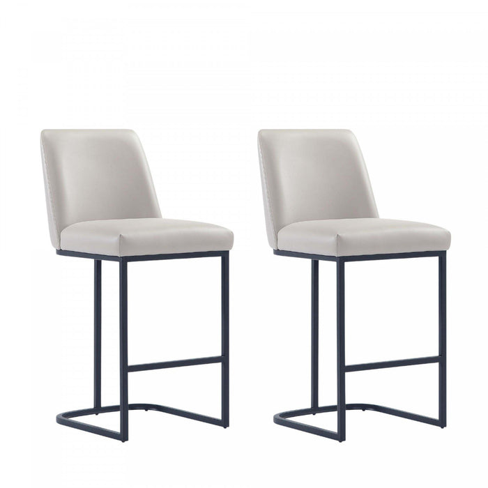 Tabouret de comptoir moderne en metal et tissu Serena, gris clair - Lot de 2