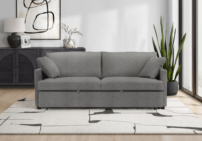 Canape Lit Convertible, 78\" Longueur, Tissu Gris Clair, Contemporain, Moderne