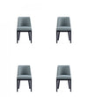 Chaise de salle a manger moderne Gansevoort en bois et cuir vegetalien coloris etain - Lot de 4