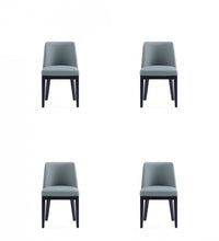 Chaise de salle a manger moderne Gansevoort en bois et cuir vegetalien coloris etain - Lot de 4