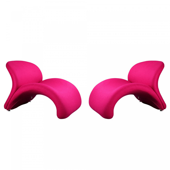 Fauteuil d’appoint moderne en laine melangee Rosebud, fuchsia – Lot de 2