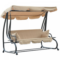 Outsunny Heavy-dunny Metal 3 Places Balancoire Exterieure Jardin Hamac Lit Avec Auvent Et 2 Oreiller