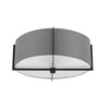 Plafonnier semi-affleuré Preston de Dainolite avec abat-jour gris, fini noir mat et 3 ampoules