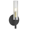 Applique murale Wand de Dainolite en verre givré, avec fini noir mat et laiton vieilli, et 1 ampoule