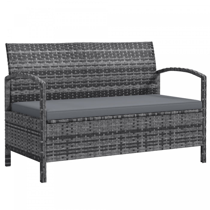 Outsunny Banc de rangement exterieur en rotin, coffre de 125 L, gris