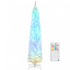 HOMCOM Sapin de Noel de 7,5pi avec LEDs Synchronisees, Sapin de Noel, Blanc