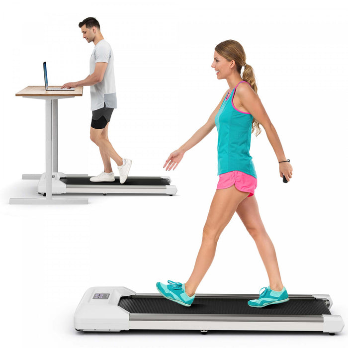 Superfit 0.6-3.8mph Tapis De Marche Sous Tapis Roulant De Bureau Avec Telecommande Et Ecran Led Gris
