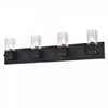 Lumière de coiffeuse Veronica de Dainolite en verre transparent, avec fini noir mat et 4 ampoules