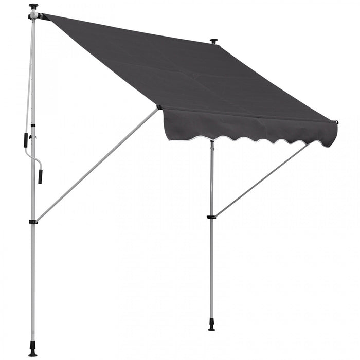 Store Banne Manuel Retractable 2l X 1,5l X 1,7-2,8h M Inclinaison Reglable Installation Rapide Metal Alu Polyester Gris