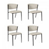 Chaise laterale contemporaine moderne Drift en cuir vegetalien et metal, gris pierre - Lot de 4