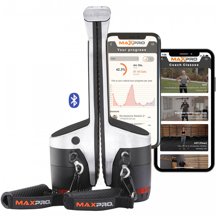 Maxpro Fitness Cable Intelligent Portable Home Gym - Machine D'exercice Tout-en-un Avec Bluetooth - Construire, Bruler Et Tonifier. Force, Hiit, Plyo - Metal Brut