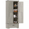 HOMCOM Armoire de garde-manger, armoire de cuisine, gris clair vieilli