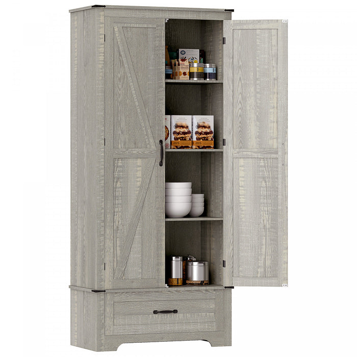 HOMCOM Armoire de garde-manger, armoire de cuisine, gris clair vieilli