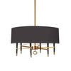 Lustre Langford de Dainolite avec abat-jour noir, fini bronze rétro et 6 ampoules