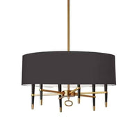 Lustre Langford de Dainolite avec abat-jour noir, fini bronze rétro et 6 ampoules