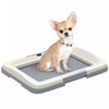 Support pour tapis de proprete PawHut, bac a litiere pour chien, utilisable a l'interieur et a l'exterieur, 45,7 x 33 cm, facile a nettoyer, gris