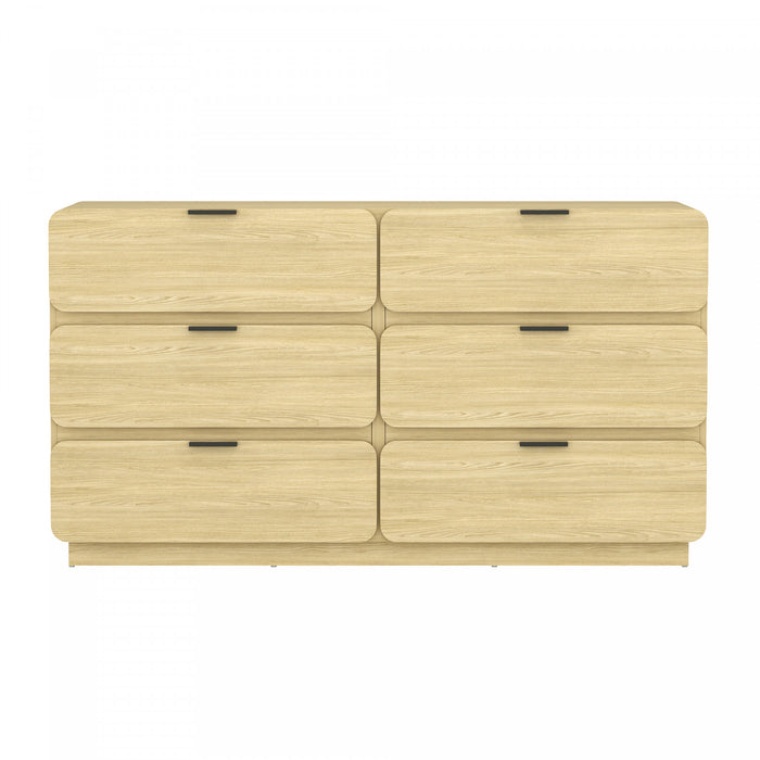 Commode moderne contemporaine Chrystie 60\" en bois naturel (6 tiroirs)