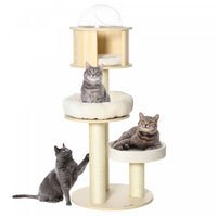 Pawhut 55 Cat Tree Kitty Centre D'activites Chat En Bois Escalade Jouet Pour Animaux De Compagnie Me