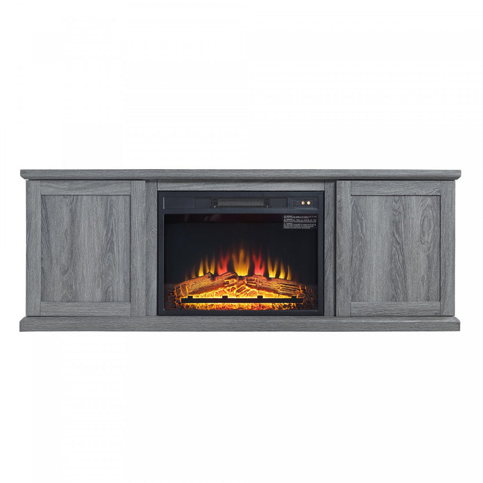 Foyer electrique moderne Franklin de style ferme, 2 pieces, noir et gris