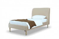  Lit jumeau Heather style milieu du siecle moderne, tapisse de velours, or et beige