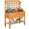 Outsunny 41,25\"x15,75\"x53,25\" Jardiniere En Bois Surelevee Jardiniere Surelevee Jardiniere A Fleurs Boites A Herbes Pour Legumes Fleur Avec Etagere Et Roues En Bois Massif Exterieur/interieur