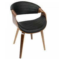 Chaise d’appoint de salle à manger moderne du milieu du 20e siècle Symphony en similicuir - noyer et noir