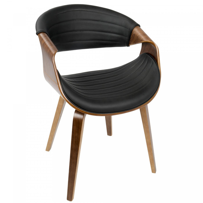 Chaise d’appoint de salle à manger moderne du milieu du 20e siècle Symphony en similicuir - noyer et noir