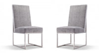  Chaise de salle a manger moderne en velours et metal Element gris - Lot de 2